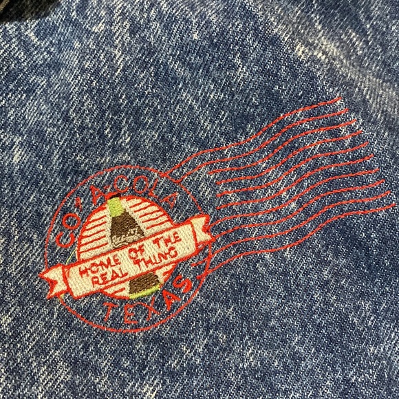 Vintage Acid Wash Coca Cola Texas Embroidered Denim Jean Jacket Size Small - Picture 5 of 13